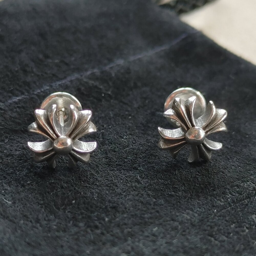 Chrome Hearts Plus Stud Earrings (Pair) 925 Sterling silver 2.20gr (New)
